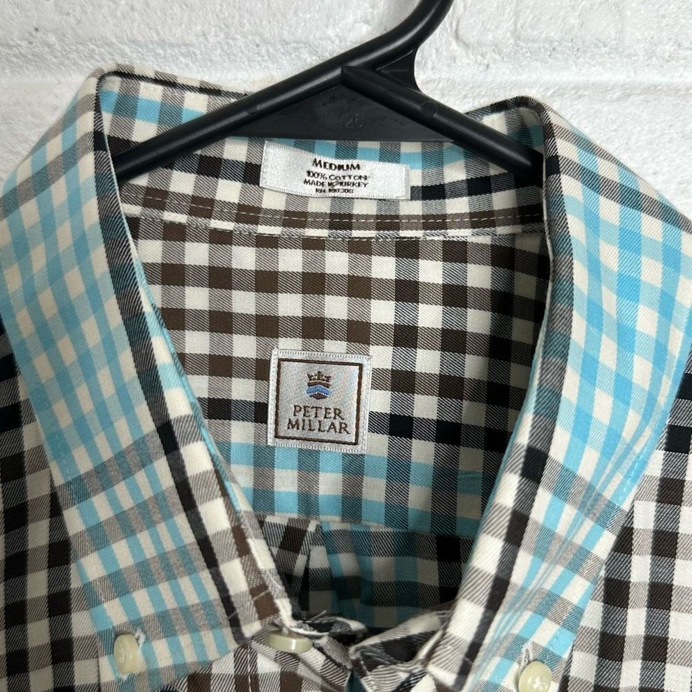 Peter Millar Men's‎ Long Sleeve Button Down Cotton Blue Plaid size Medium - Picture 3 of 4